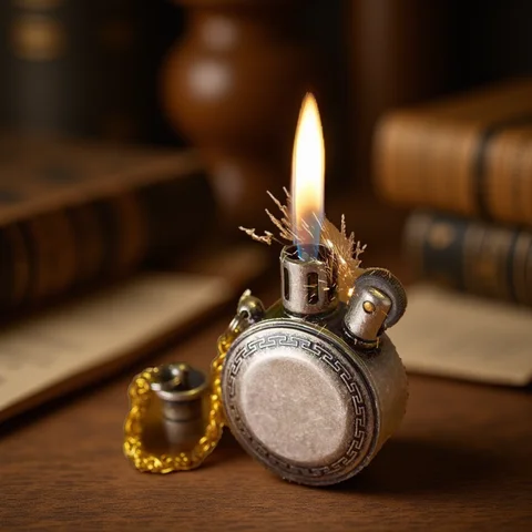 2024 레트로 포켓 시계 등유 라이터, 미니 휴대용 가솔린 라이터, 클래식 빈티지 오일 라운드 메탈, 특이한 남성 선물