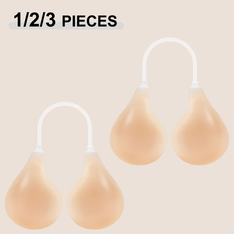 1/2/3 Stück Sommer Silikon Unsichtbarer BH für Damen mit Schultergurt, Push-up, Nackenband, Brustblütenblätter, selbstklebende Brustblütenblätter