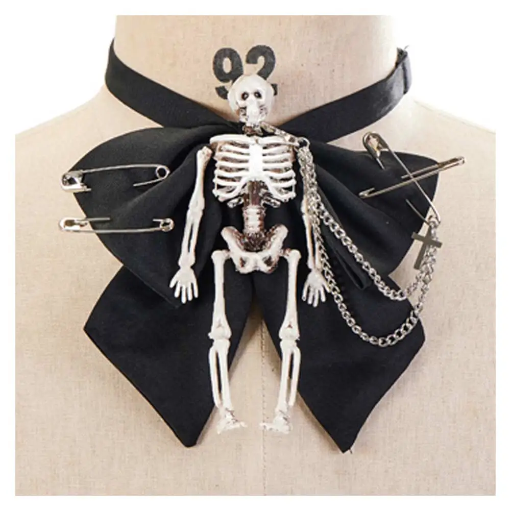 Gothic Steampunk Cosplay Skull Bow Tie Costume Accessories Women Party Role Fantasy Fantasia Neck Decor Halloween Fantasia Props