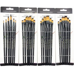 6 Stuks Kunstenaar Professionele Kunst Penseel Set - Anti-Shedding Synthetische Nylon Schilderij Penselen Voor Aquarel, Acryl, Inkt, Olie