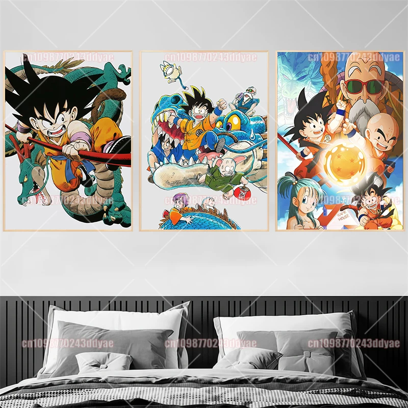 Hd impressão dragon ball infância bonito goku cartaz pintura em tela presente das crianças arte da parede sala de estar quarto decoração clássica