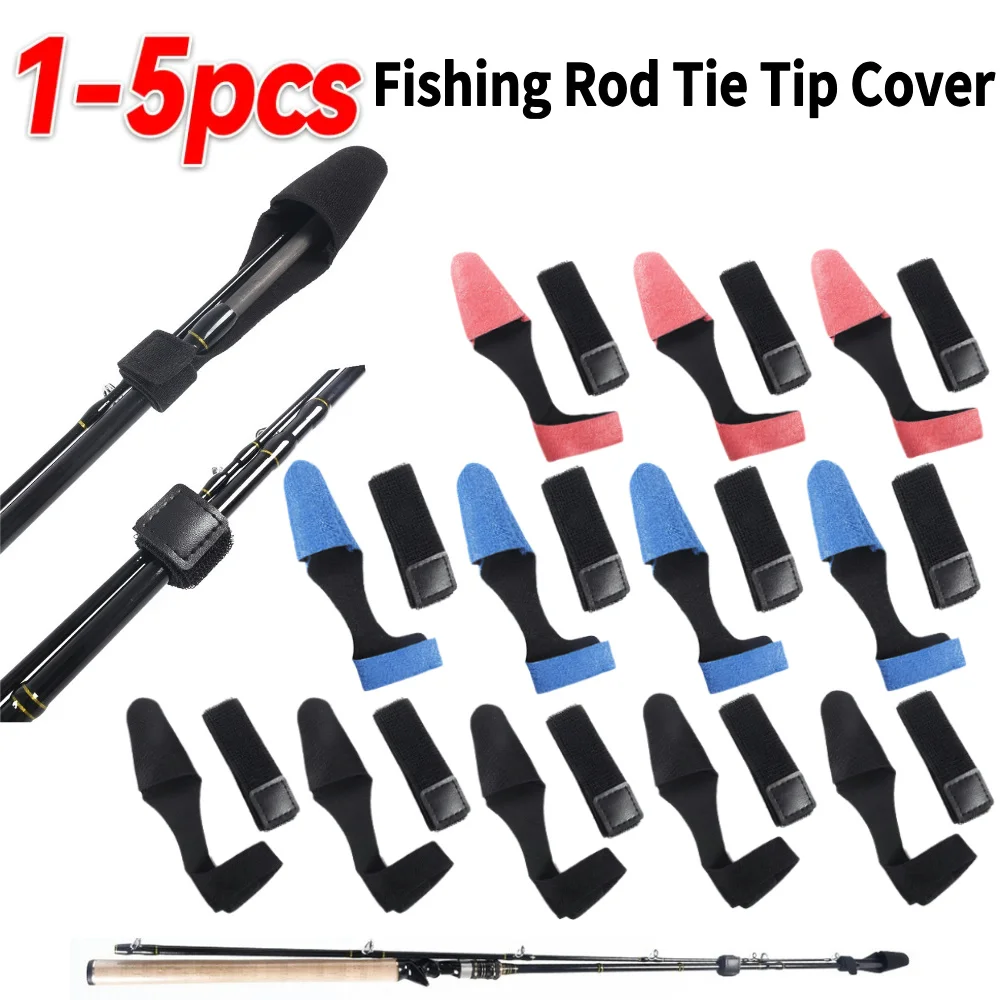 1-5PCS Fishing Rod Tie Tip Cover High Elasticity Tape Protective Sleeve Fishing Rod Pole Protector Case Fishing Tackle Accessori