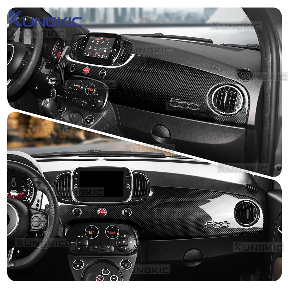 

Настоящая сухая жесткая наклейка из углеродного волокна с левым рулем для приборной панели автомобиля Co-Pilot для Abarth 595 695 595C 695C/Fiat 500 500C 2016-2024, декоративная панель