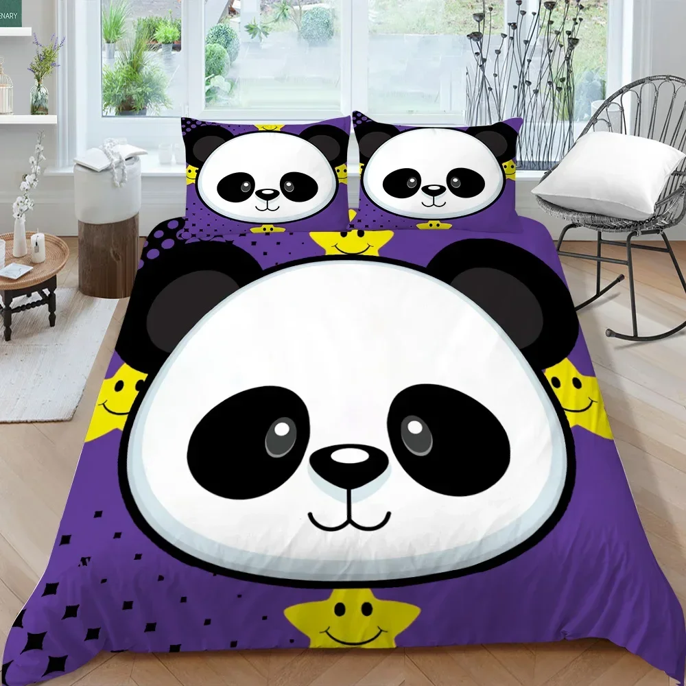 

Panda Cute Cartoon Giant Panda Comfortable Duvet Quilt Cover Pillowcase Bedding Set Children Bedroom Decoration Home Textile