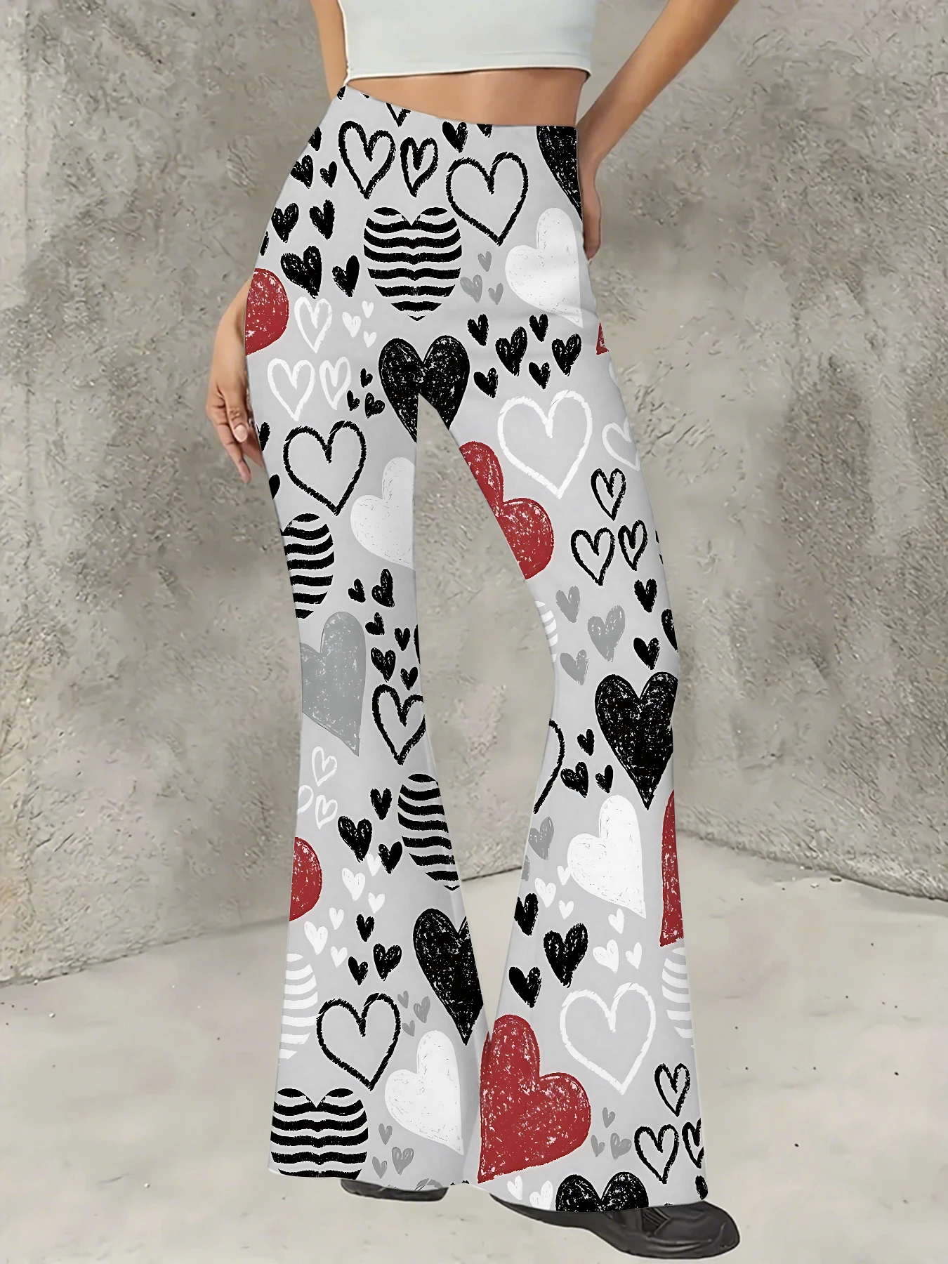 

Women's Printed Flare Pants Y2K High Waist Bell Bottom Trousers Streetwear