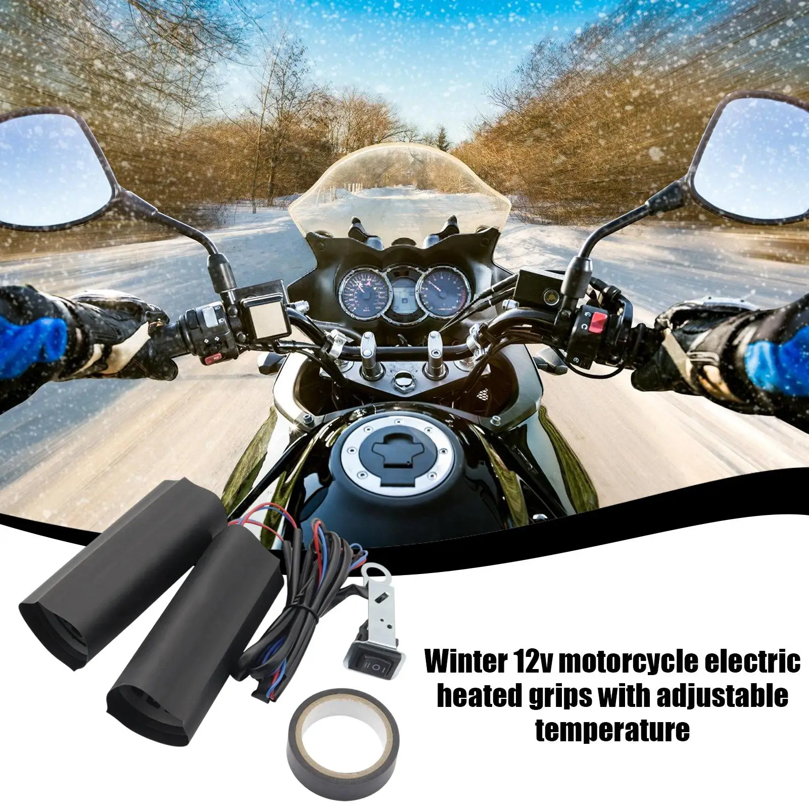 Heated Motorcycle Grips 1 Pair Hot 12V Warmer Heating Handle Cover For Outdoor Winter Travel Home Driving Cold-Weather Women Men