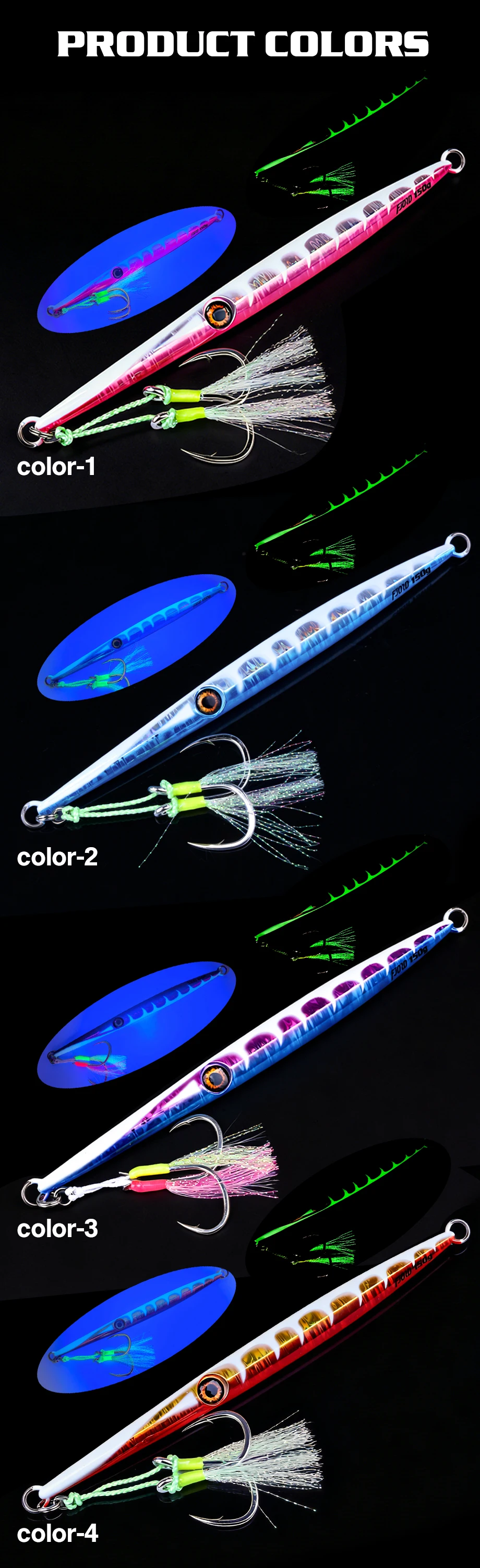 FJORD 100g 150g 200g Metall-Jig mit Leuchthaken UV-Angelköder Jig-Angelköder für Spinnangeln Meerwasser Fluss Salzwasser Angelzubehör – Detail 6
