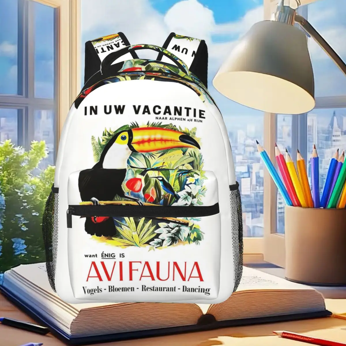 Toucan Avifauna Zoology Vogels Restaurant Dancing Backpack Student Boys Girls BookBag Kid School Bag Shoulder Bags for Men Women