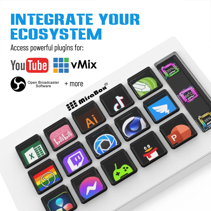 Mirabox 293S Stream deck 10 LCD Keys Button Live Console Mini Keypad Streamdeck Deck Dock macropad Stream Desk Studio Controller