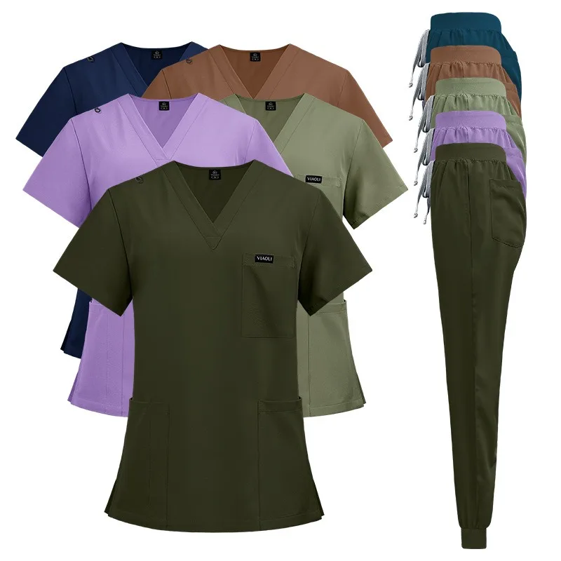 

Unisex short sleeved surgical scrub set, skin care and operating room medical staff uniforms, isolation gowns