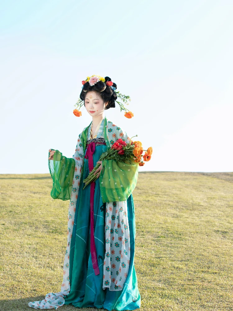 

Original Hanfu Tang Sle Loose e Dyeing Jaet And Skirt Set Women's Traditional Chinese Clothing Summer 2025