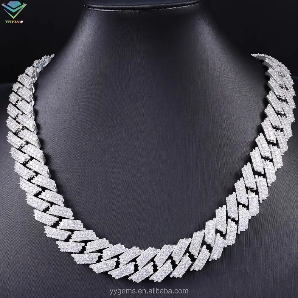 hiphop 20mm VVS diamond Cuban Link Chain GRA VVS Moissanite 925 sterling silver gold plate Fine jewelry necklaces bracelets