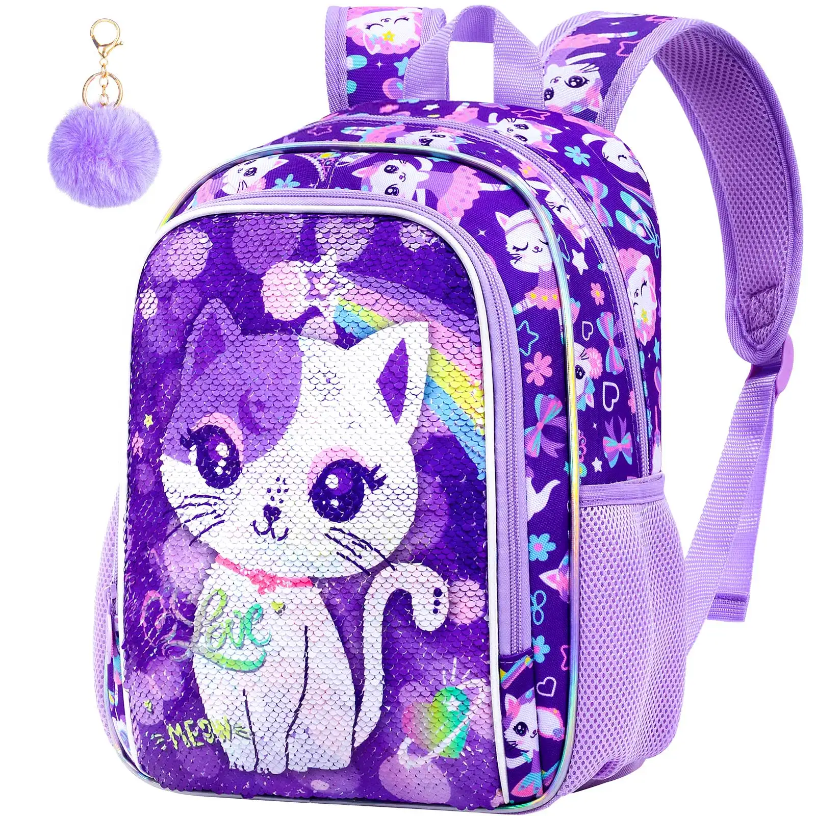 

Backpack for girls, 13" Toddler Preschool Kids Bookbag, Cute Cat Kindergarten Schoolbag