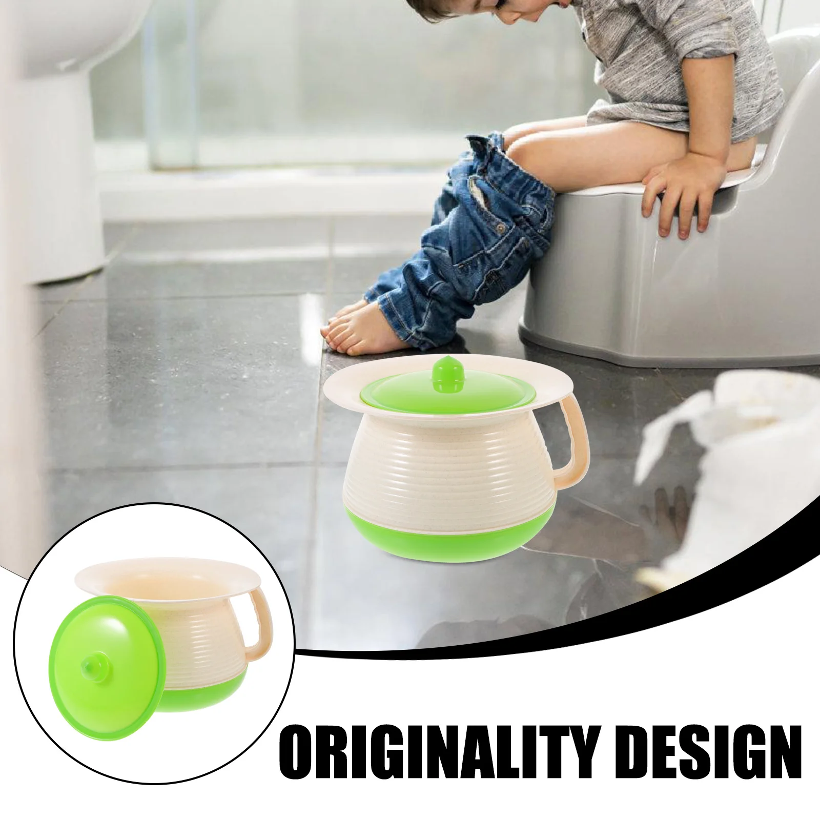 الرضع البول دلو المحمولة قعادة بلاستيكية مع غطاء للأطفال البالغين المسنين المنزل السفر التخييم غرفة نوم استخدام غرفة وعاء Bedpan