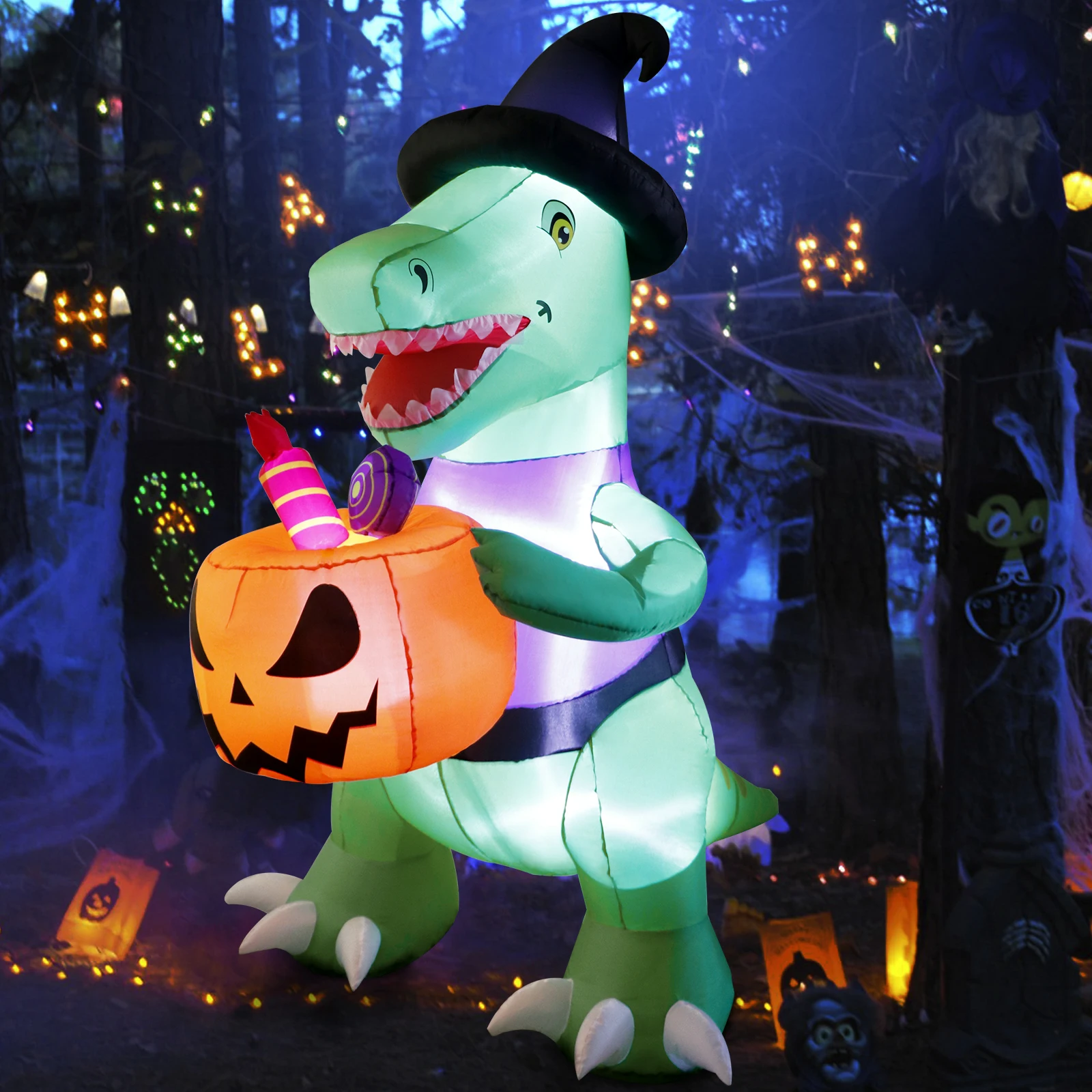 

Ourwarm Halloween Dinosaur Pumpkin Inflatable Adult Kids Cosplay Props Toys Cartoon Animal Suits Dressed for Xmas Party