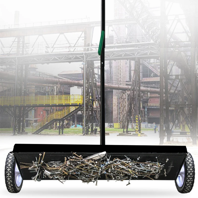 Heavy-duty road sweeper magnetic broom cleaner 36-inch powerful magnetic sweeper with industrial release rod