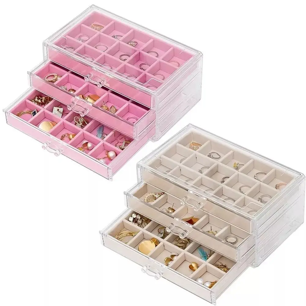 New Adjustable Jewelry Storage Case Acrylic Stackable Earring Organizer Velvet Tray Bracelet Ring Display Rack