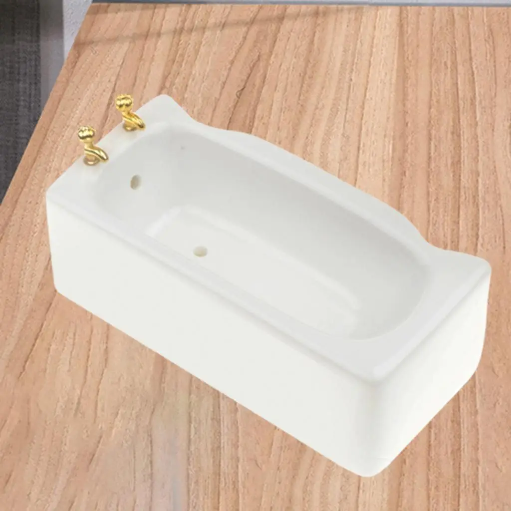 1:12 Scale Dollhouse White Porcelain Bath Tub Miniature Bathroom Decoration