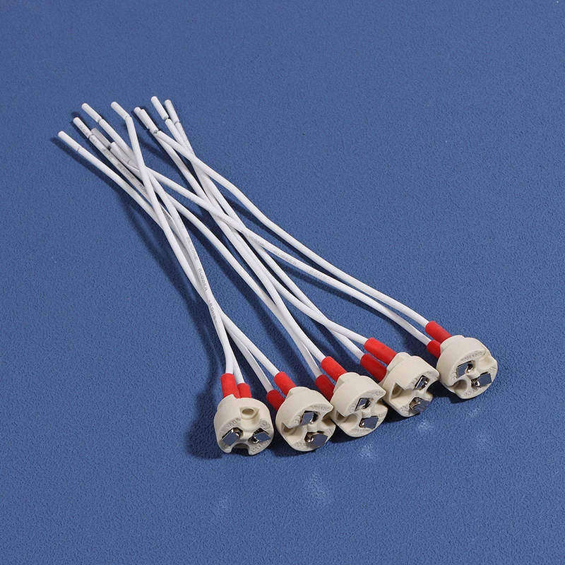 (HMA56)5Pcs GU5.3 MR16 Lamp Holder G5.3 Enhanced Europe Lamp Base Round Socket 15CM Ceramic Lampholder For LED Bulb