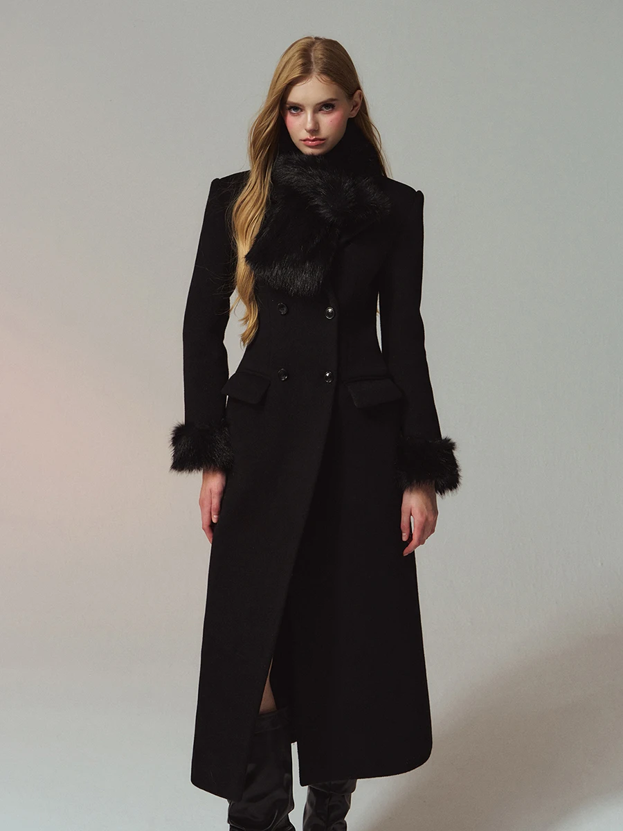 

Зимнее женское шерстяное пальто Losa Rosa: новинка, средней длины, с пушистым воротником, в корейском стиле, для повседневной носки, прямого кроя