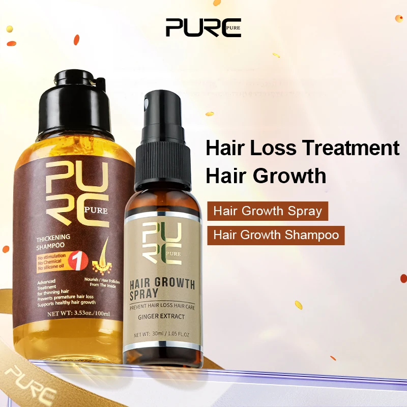 

PURC Ginger Hair Shampoo Hair Growth Spray Hair Loss Treatment Regrowth Thkicken Hair Growth Products for Men Women Hair Care