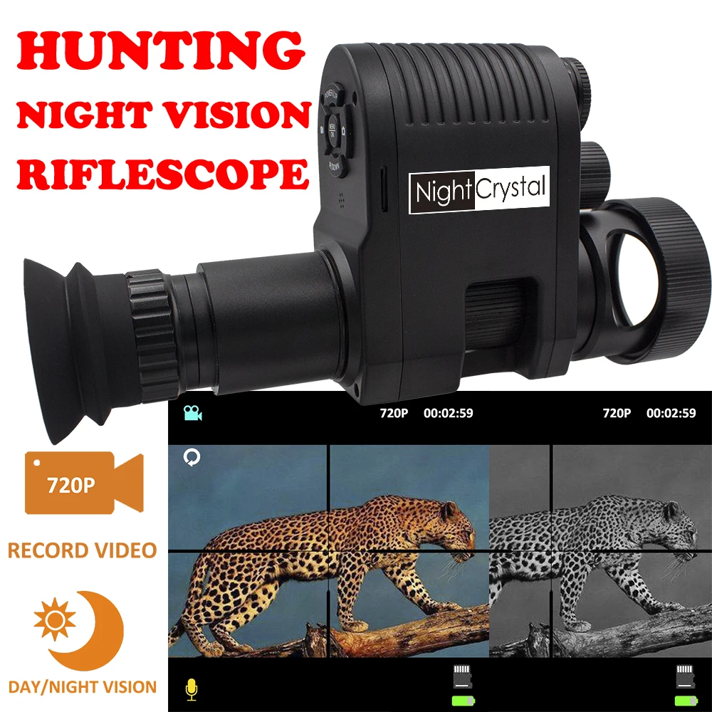 

Megaorei 4A Digital Night Vision Riflescope Monocular Optical Sight Clip on Attachment Hunting Camera Support 720p Video Record