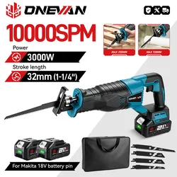 Onevan-電気チェーンソー,ポータブルコードレスパワーツール,makita 18vバッテリー,3000w,10000spm