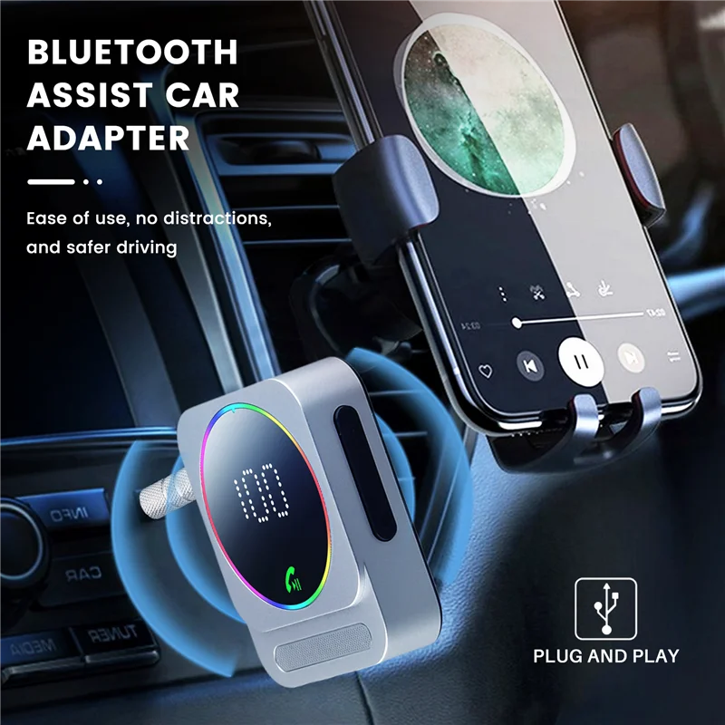 

CABE-Bluetooth 5.3 AUX Car Adapter Bluetooth Audio Receiver Cancelling Car Music Adapter Built-In Mics Hands-Free