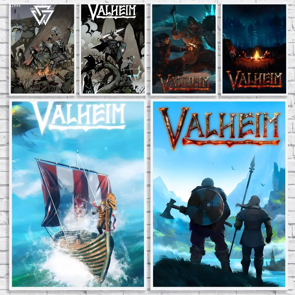 Video Game V-Valheim Painting Calligraphy High-Quality Canvas Wall Mural Crease-Free For Living Room Bedroom Interiors