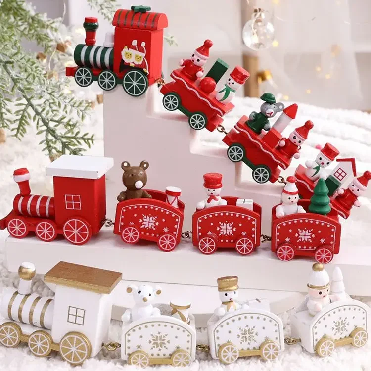 1-5PCS Christmas Train Decorations Mini Train Figurine Baking Decor Christmas Gift Props Holiday Scene Decorations