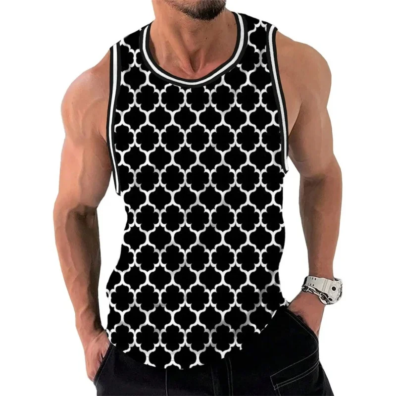 

3D Printed Flowers Leaves Tank Tops For Man Colorful Geometry Pattern Tees Summer Casual Vest Oversized Sports Street Tank Top
