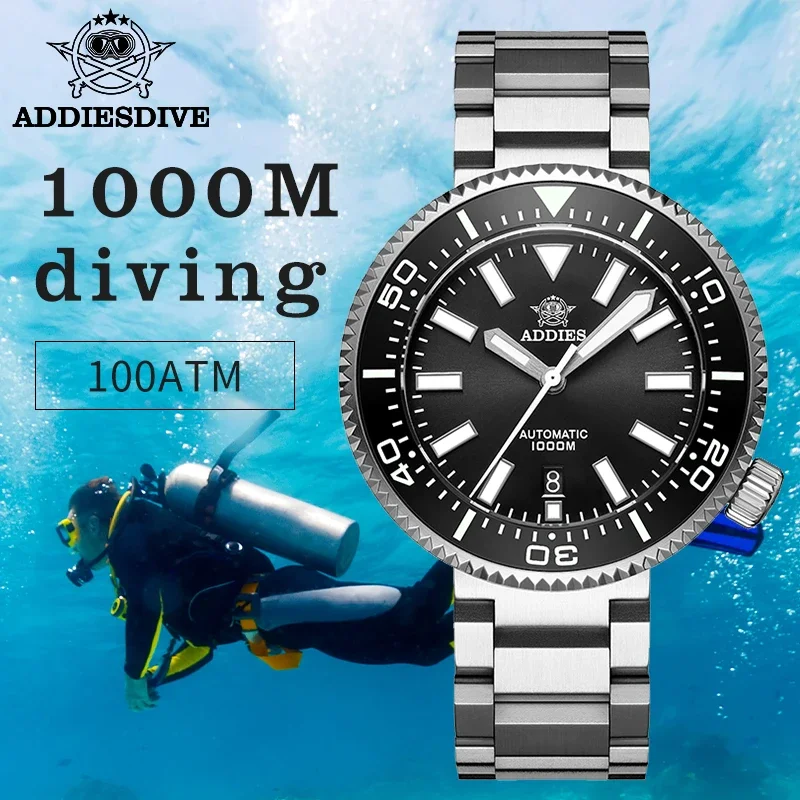 ADDIESDIVE Men's Diver's Watches 1000m Sapphire Glass Super Luminous Calendar NH35A Automatic Mechanical Wristwatch Luxury Watch