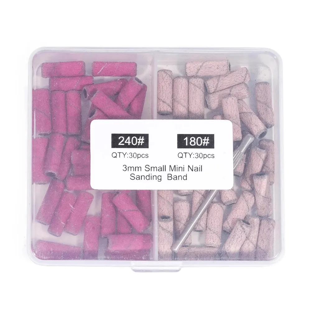 100/60/50pcs 3.1mm Mini Sanding Bands Kits Nail Drill Bits Mandrel Sets Electric Manicure Accessories Tool Dead Skin Remover
