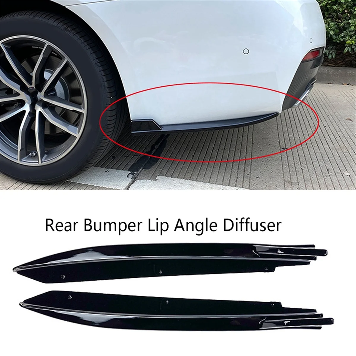 Bright Black Rear Bumper Lip Angle Diffuser Splitter Spoiler Protector for BMW- 5 Series G30 M-Tech 525I 530I 540I