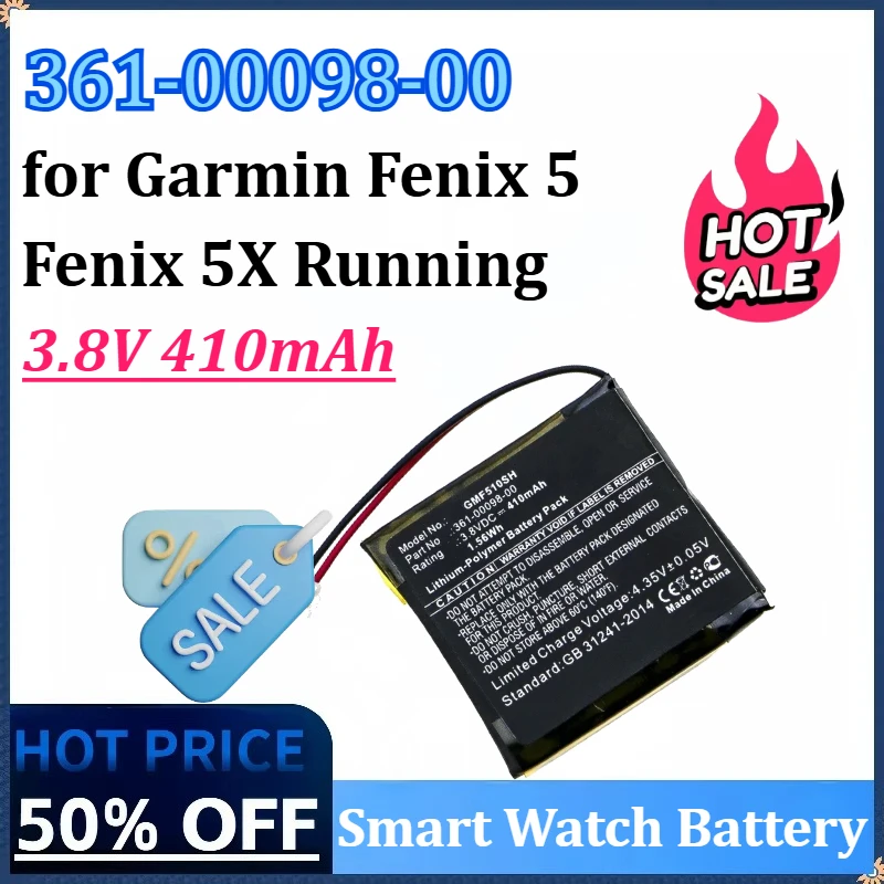 

New 361-00098-00 3.8V 410mAh Replacement Smart Watch Battery for Garmin Fenix 5 / Fenix 5X Running High Qualty Battery