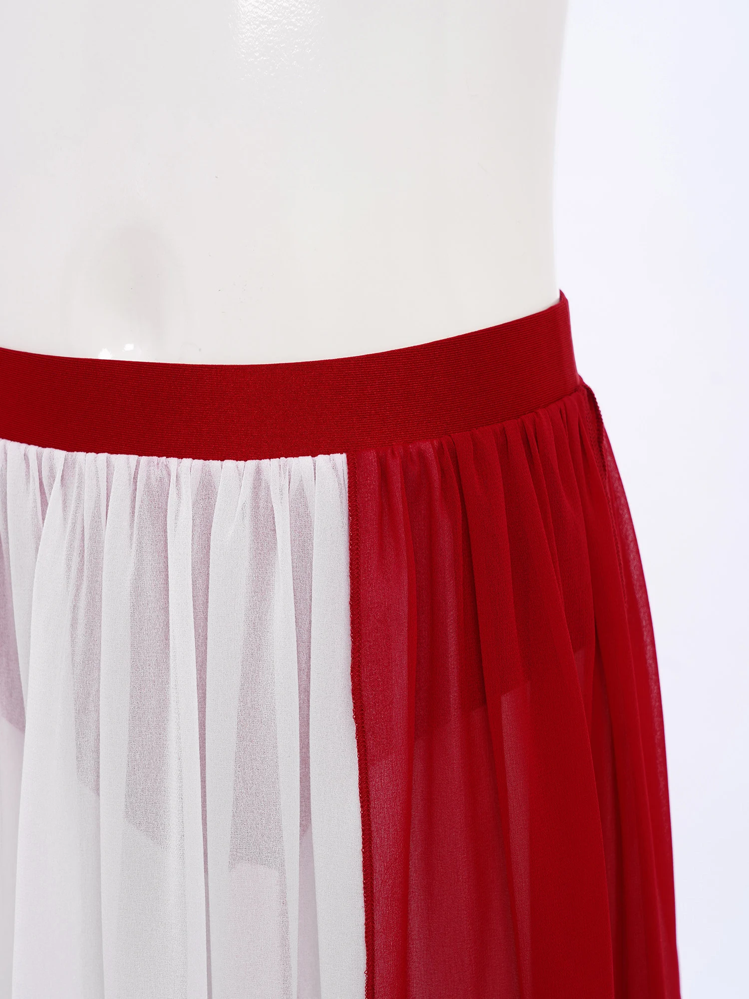 

Girls Flowy Chiffon Skirts for Lyrical Modern Ballet Dance Costume Color Block Mesh Split Long Skirts with Built-in Briefs