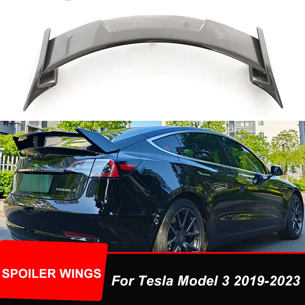 

For Tesla Model 3 2019-2023 Rear Trunk Lid Spoiler CMST Sport StyleWing Adjustment External Accessories ABS Black Accessories