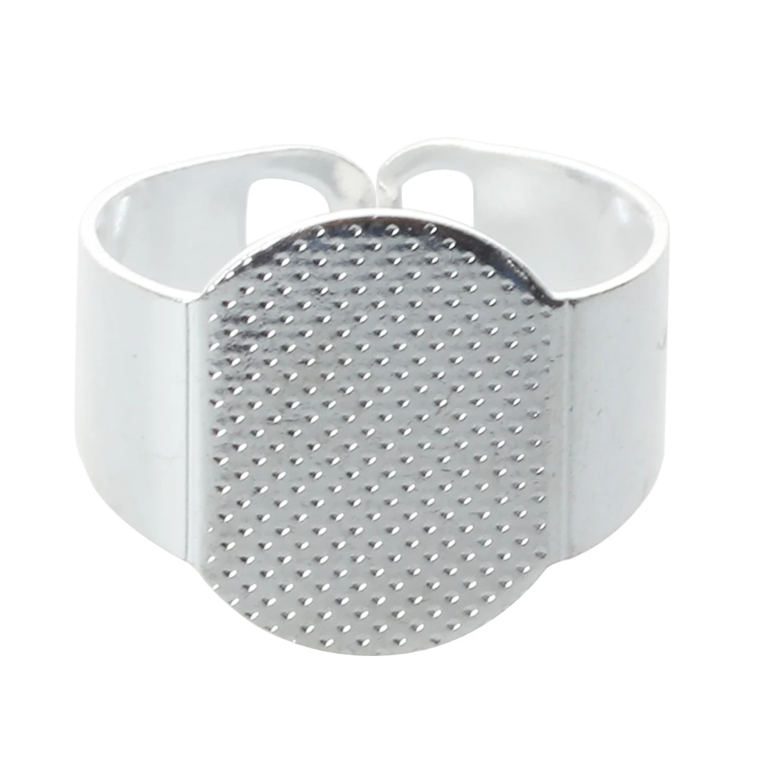 FZFZ 10 PCS 15 mm 실버 크래프트 타원형 조절식 링 홀더