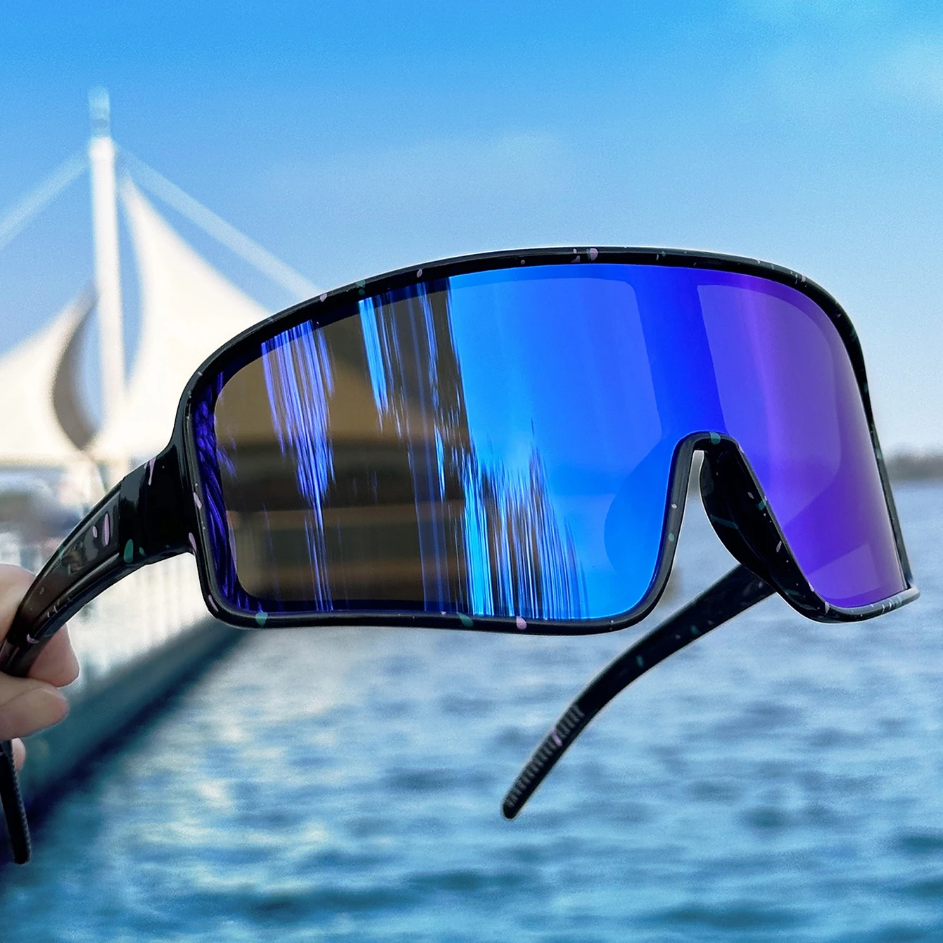 Outdoor Sport Sonnenbrille Große Linse Winddicht Fahrrad Männer Frauen Radfahren Fahren Camping Mtb Fahrrad Unisex Brillen UV400