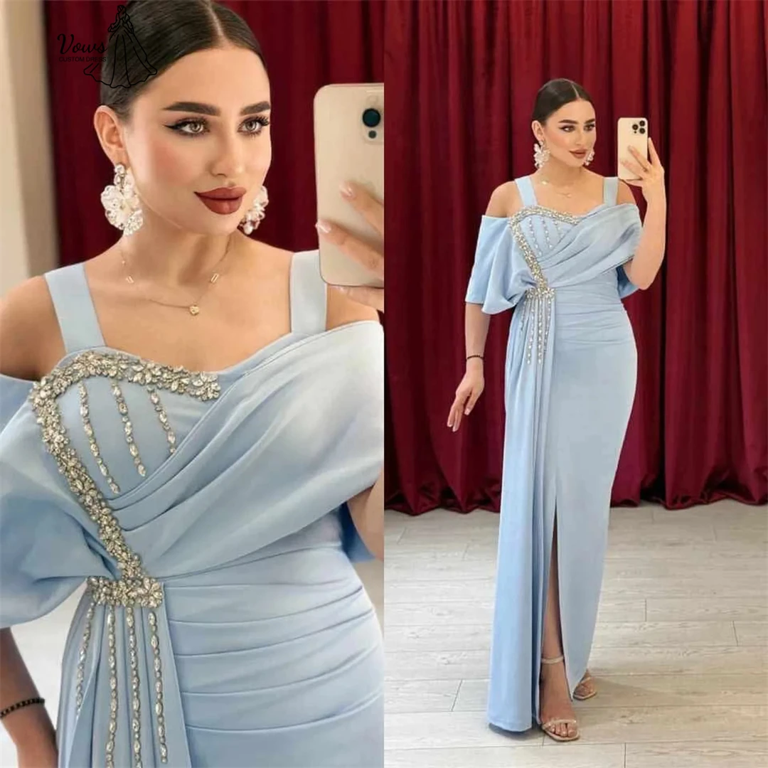 

Vows Wide Shoulder Straps Beautiful Prom Dresses Store Fishtail Skirt Evening Dresses Woman Elegant Festa Dress Custom Made Slit