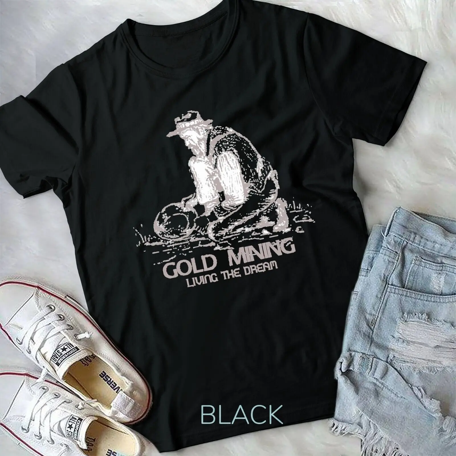 

Vintage Gold Mining Living The Dream Retro Miner Unisex T-shirt