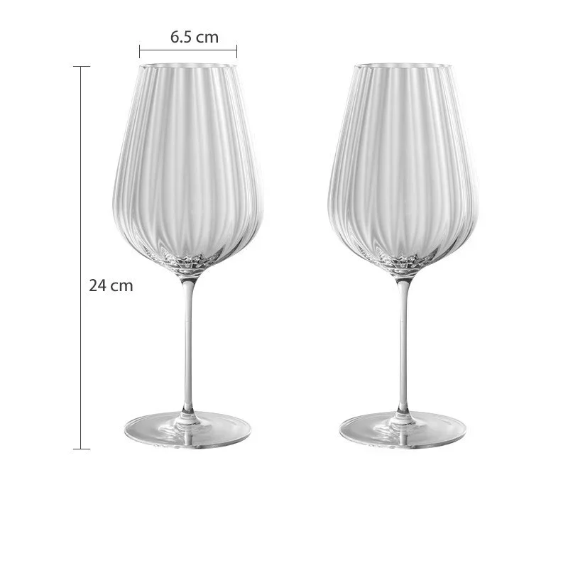 Modern Long Stem Glassware Gifts for Wine Tasting Hand-Blown Crystal Red and White Wine Glasses,Clear Ribbed Stemmed Glasses,