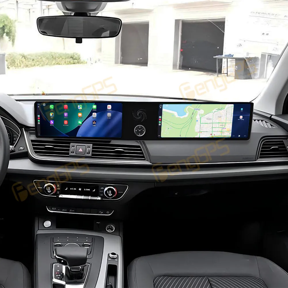 

12,3-дюймовый автомобильный радиоприемник с двойным экраном Android для Audi Q5 2017-2020, мультимедийный видеоплеер CarPlay, GPS-навигация, стерео головное устройство 4G