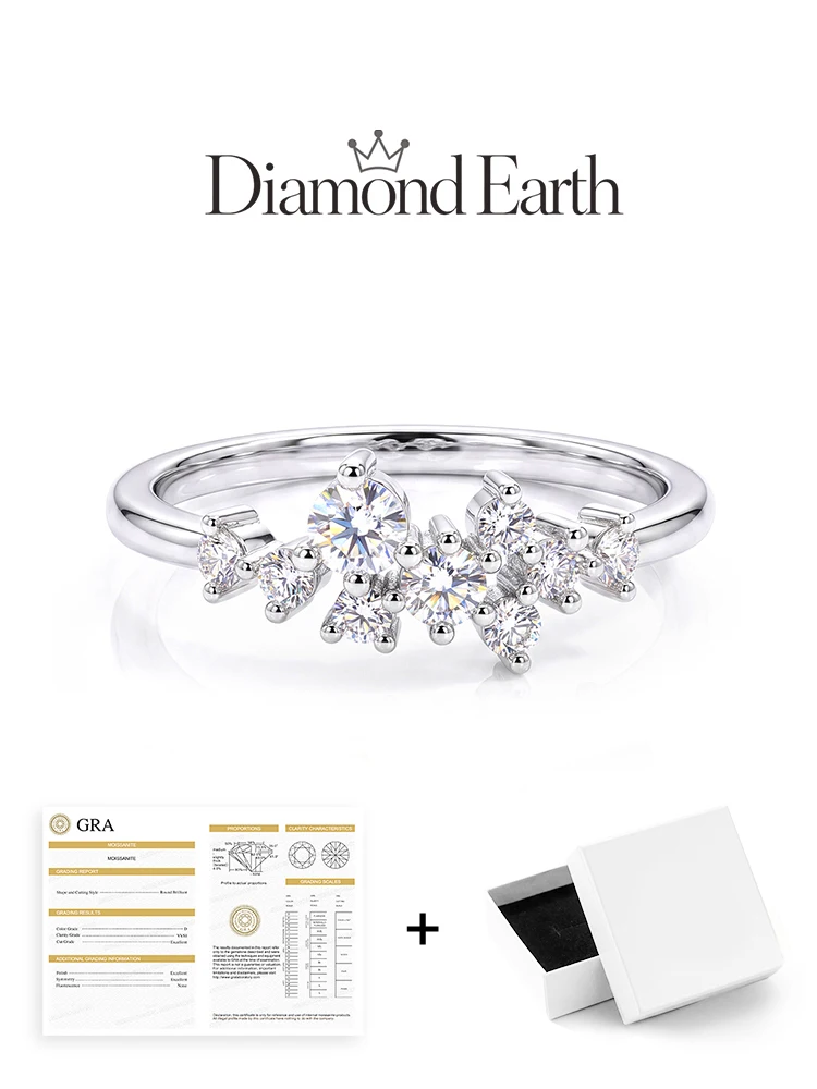 Shiny Fashion 0.1CT Real Moissanite Diamond Certificate Wedding Band Ring for Women Anniversary 925 Sterling Silver Fine Jewelry