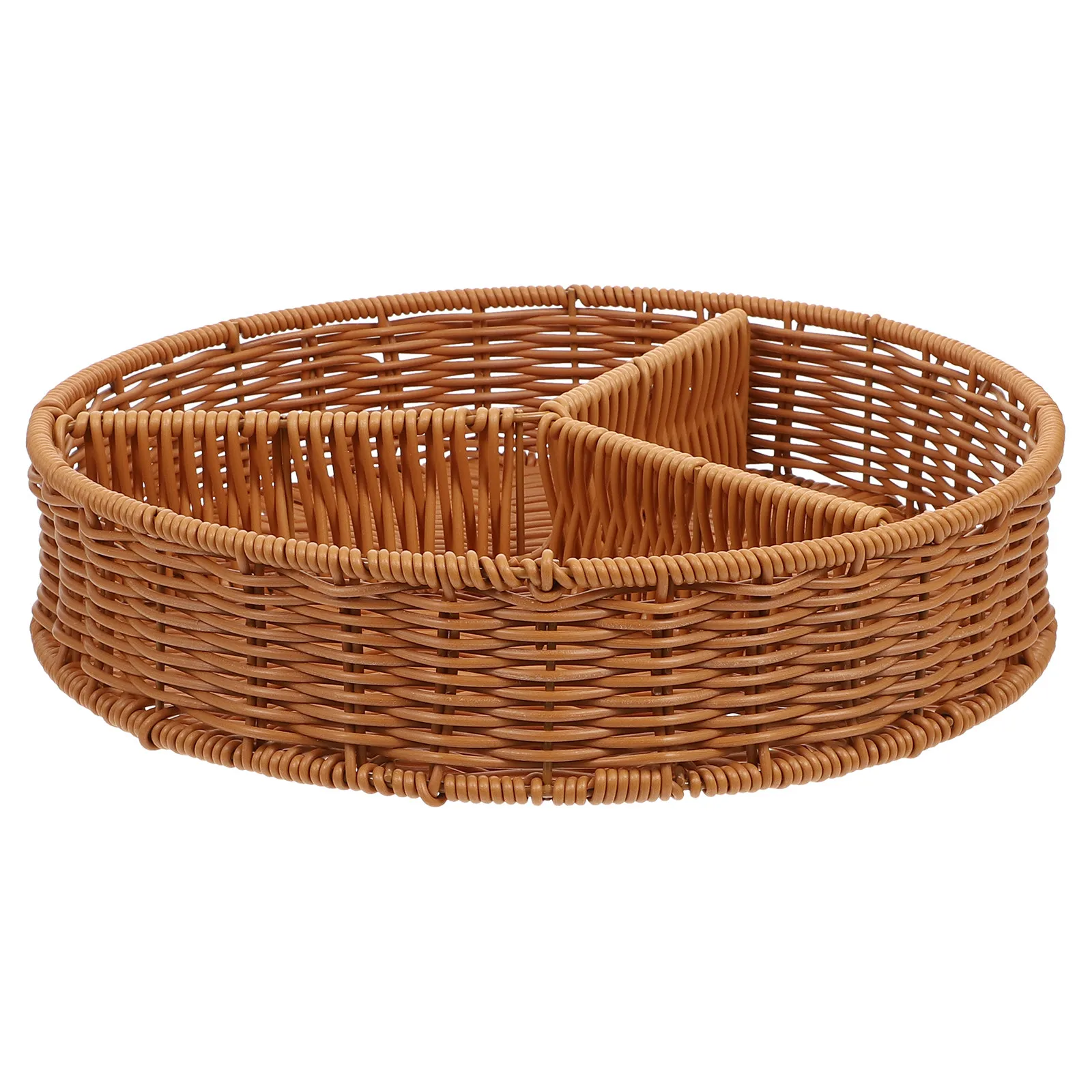 1Pcs Decorative Woven Sundries Organizer Imitation Rattan Household Storage Basket Home Desktop Basket Multi Purpose Pastoral