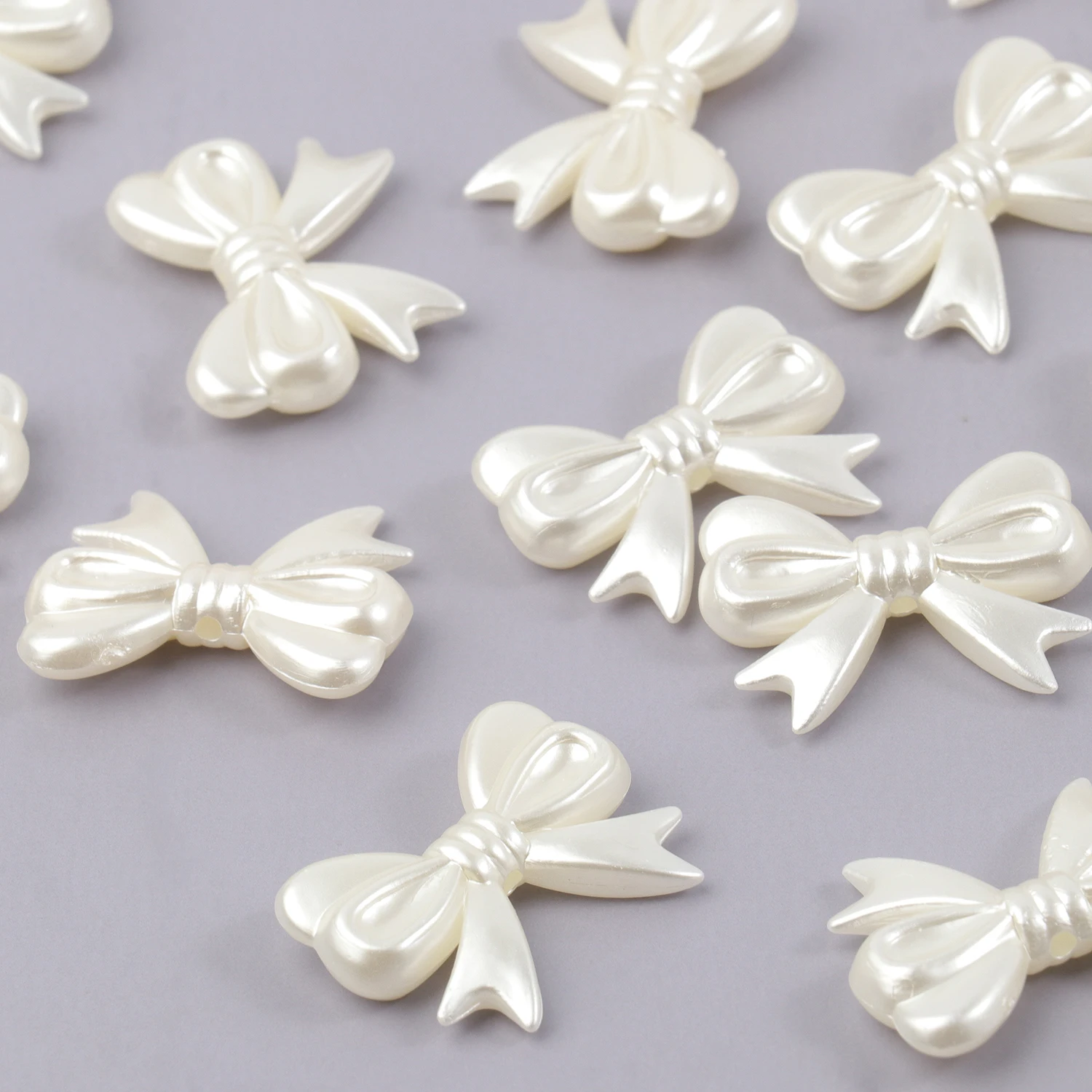50/100pcs 14x18x4mm Acrylic Bowknot Bow Tie  ABS Pearl Spacer Loose Beads Charms For DIY Jewelry Making Finding Accessories