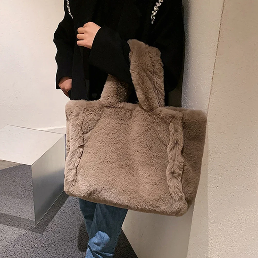 Plush Fluffy Tote Bag For Women S/L Messenger Bag Faux Fur Handbag Ladies New Trend Furry Clutch Bags Fashion Satchel Bag Purse