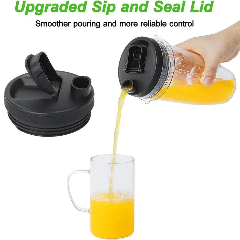 Blender Cups For Ninja, Blender Replacement Parts 24Oz Cup With Sip&Seal Lid For Nutri Ninja Auto IQ Series BL450 BL480