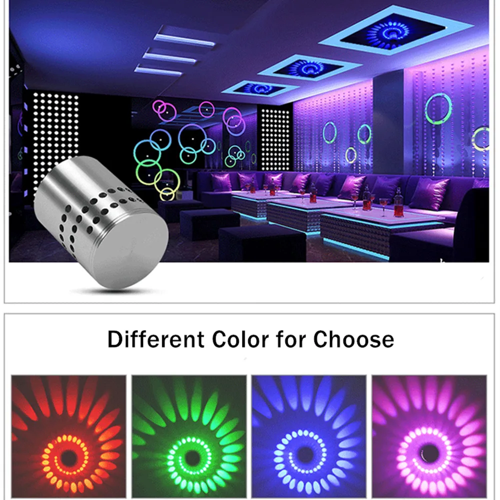 LED Spiral Wall Light With RGB Remote Control Suitable For Hall KTV Bar Home Ceiling Decoration Art Wall Lamp