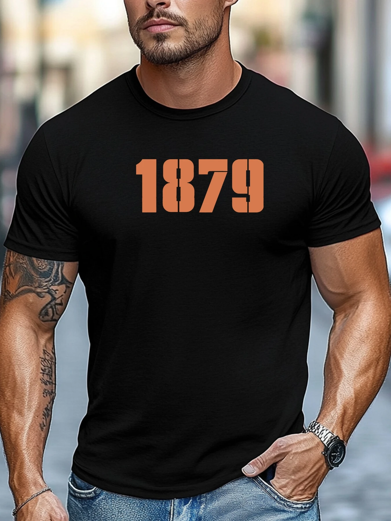 تي شيرت رجالي 1879 رسومات رقمية صيف لينة مريحة تناسب تي شيرت ملابس يومية قمم